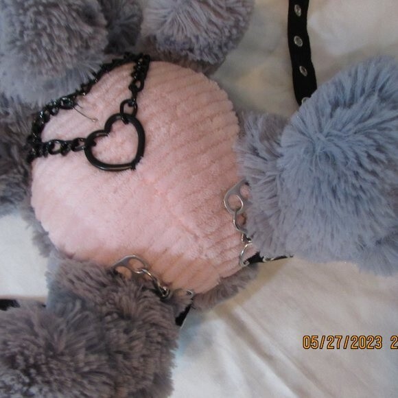 ELEPHANT PLUSH STUFFIE BACKPACK PURSE HAND SEWN PUNK GOTH ZIPPER BACK main image 9